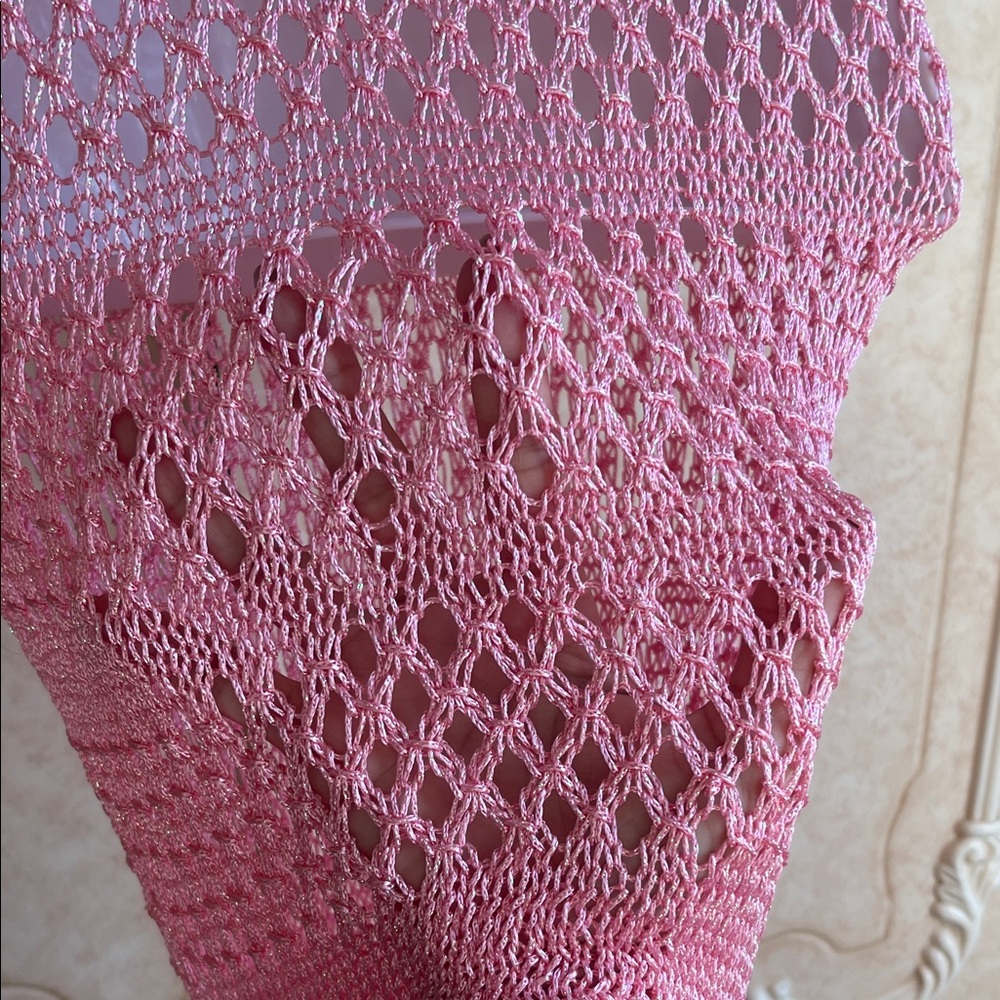 Handmade Pink Mesh Maxi Dress - Picture 11 of 12